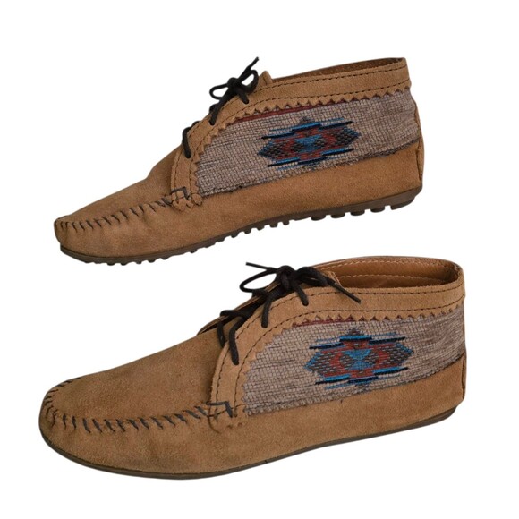 Minnetonka El Paso Womens Size 10 Ankle Bootie Moccasin Light Brown Suede 571 - Picture 5 of 10